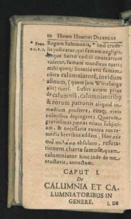 Caput I. De Calumnia Et Calumniatoribus In Genere
