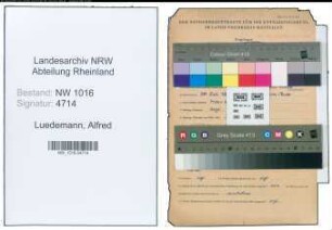 Entnazifizierung Alfred Luedemann , geb. 30.07.1898 (Gaertner)