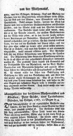 Lebensgeschichte des berühmten Mathematickers und Künstlers, Peter Anichs, eines Tyrolerbauers.