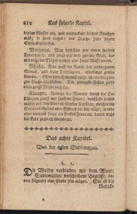 Das achte Kapitel. Von der ersten Sublimazion