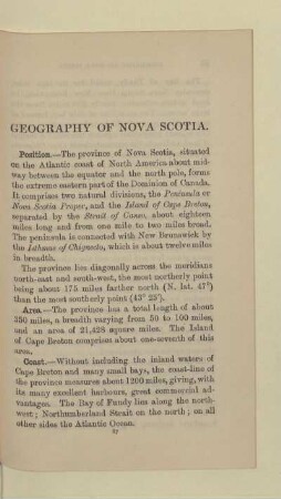 GEOGRAPHY OF NOVA SCOTIA