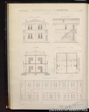 Planche No. 1 Habitations ouvrières Parisiennes. Maisons en bois