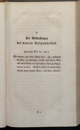 V. Die Beschaffenheit des wahren Religionseifers