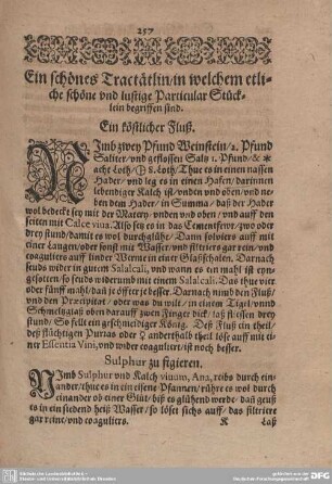 Ein schönes Tractätlin/ in welchem etliche schöne und lustige Particular Stücklein begriffen sind.