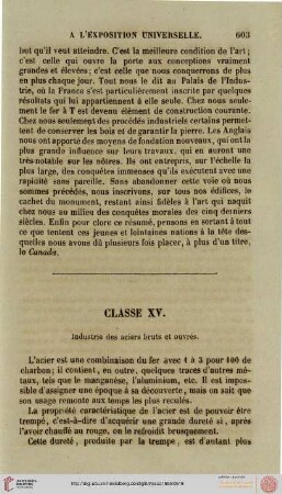 Classe XV: Industries des aciers bruts et ouvrés