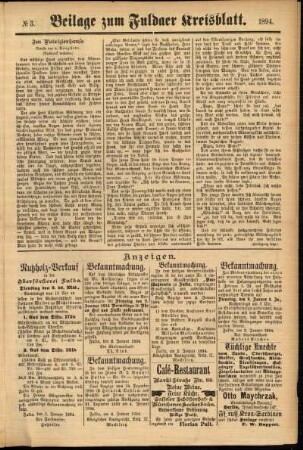 Zweite Ausgabe vom Samstag, den 06. Januar 1894.