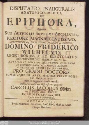 Disputatio Inauguralis Anatomico-Medica De Epiphora