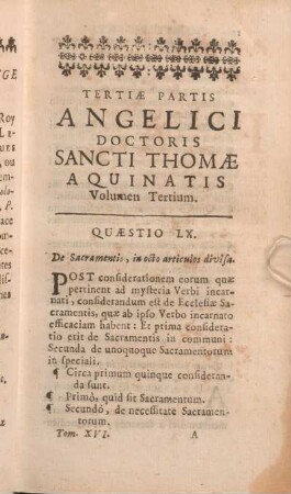 Quaestio LX. De Sacramentis, in octo articulos divisa.