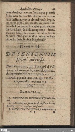 Caput II. De Sententiis pietati adversis
