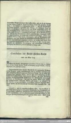 Conclusum des Reichs-Fürsten-Raths vom 5ten May 1794