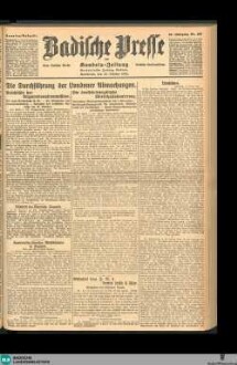 Badische Presse : Generalanzeiger der Residenz Karlsruhe und des Großherzogtums Baden, Sonntagausgabe