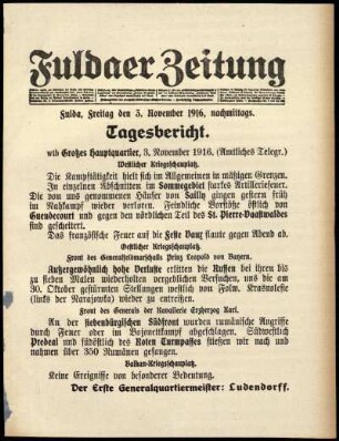 Ausgabe vom Freitag, den 03. November 1916.
