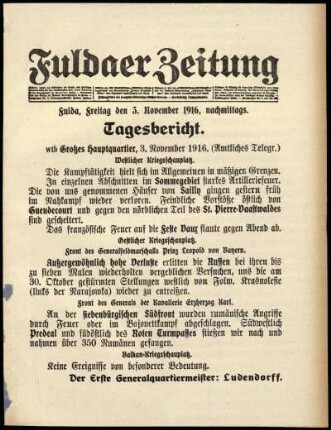 Ausgabe vom Freitag, den 03. November 1916.