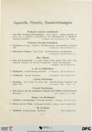 Aquarelle, Pastelle, Handzeichnungen (Nr. 1-70)