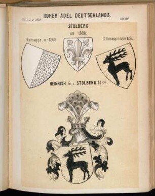 Taf. 99. Stolberg Stmmwppn um 1300. - Stmmwppn: vor 1260 - Stmmwppn: nach 1280. - Heinrich Gr. z. Stolberg.