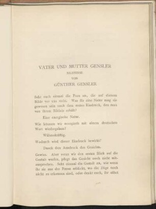 Vater und Mutter Gensler Bildnisse von Günther Gensler
