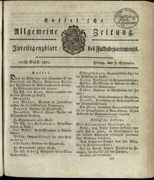 107tes Stueck, Freitag, den 7. September 1810