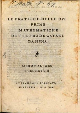 Le Pratiche Delle Dve Prime Mathematiche : Libro D'Albaco E Geometria