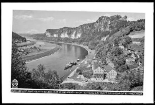 Sächsische Schweiz, Rathen an der Elbe, Gasthof Erbgericht und Bastei-Wände