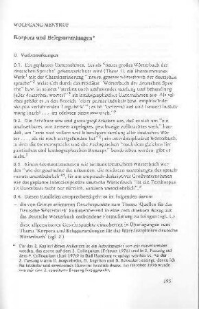 Korpora und Belegsammlungen