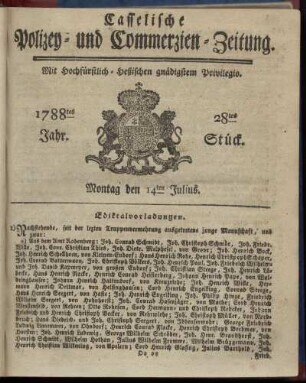 28tes Stueck, Montag den 14ten Julius. 1788