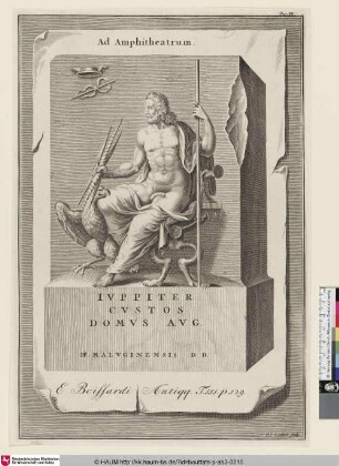 Ad Amphitheatrum. Iuppiter custos domus Aug. [Jupiter auf seinem Thron sitzend]