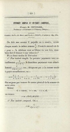 Intérèt simple et intérèt composé.