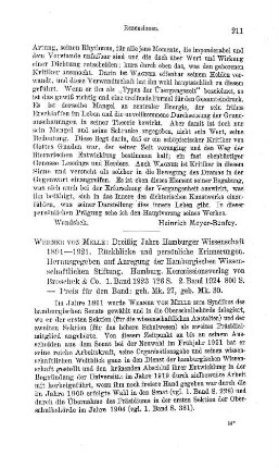 Melle, Werner von :: Dreißig Jahre Hamburger Wissenschaft 1891 - 1921, Rückblicke und persönliche Erinnerungen, hrsg. auf Anregung der Hamburgischen Wissenschaftlichen Stiftung, 2 Bde. : Hamburg, Broschek, 1923-1924