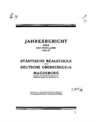 1926/27: Jahresbericht ... - 1926/27