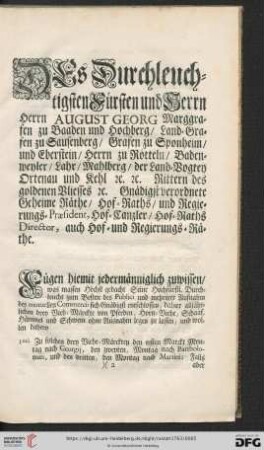 Des Durchleuchtigsten Fürsten und Herrn […]