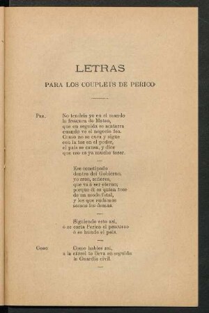 Letras para los couplets de Perico