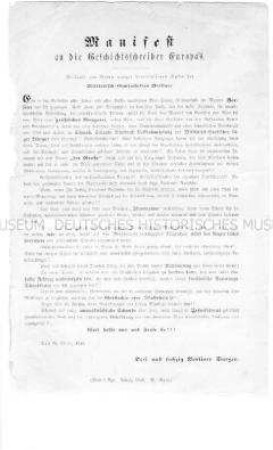 Maueranschlag: Manifest an die Geschichtsschreiber Europas; 20. März 1848