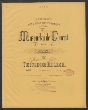 Mazourka de concert : pour piano : Op. 126