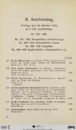 II. Auktionstag (Nr. 231-480)
