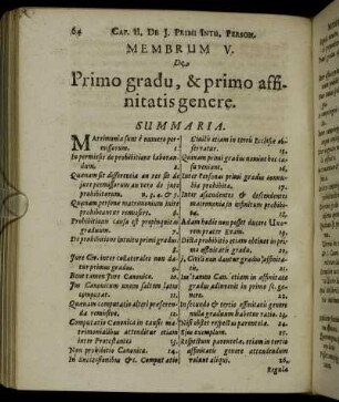 Membrum V. De Primo gradu, & primo affinitatis genere.