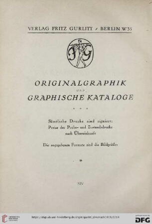 Originalgraphik und graphische Kataloge