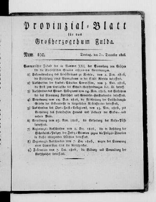 Num. 100., Ausgabe vom 31. Dezember 1816