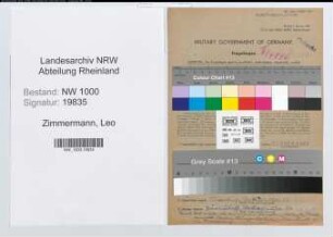 Entnazifizierung Leo Zimmermann, geb. 11.06.1896 (Beamter)