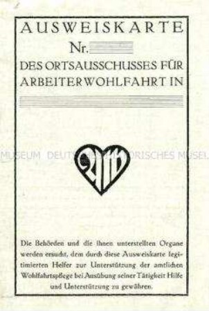 Vordruck eines Ausweis der Arbeiterwohlfahrt (blanko)