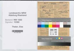 Entnazifizierung Else Thelen, geb. 28.04.1900 (Postassessor)