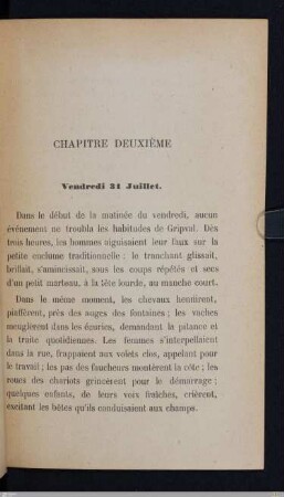 Chapitre deuxième - Vendredi 31 juillet