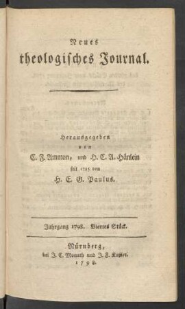 [Eilfter Band.] Jahrgang 1798. Viertes Stück