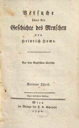 Versuche über die Geschichte des Menschen : Aus dem Englischen übersetzt. 3