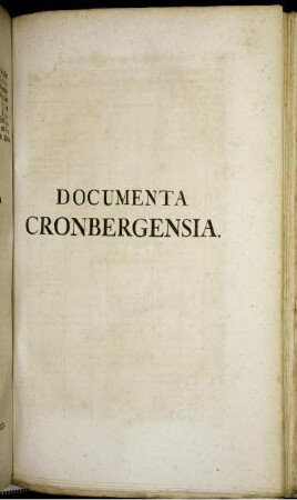 Documenta Cronbergensia.