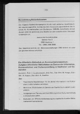 Weiterbildung Bibliothekswesen