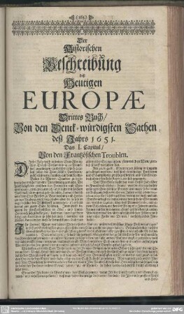 Drittes Buch, von den Denck-Würdigsten Sachen deß Jahrs 1651
