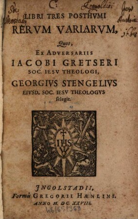 Libri Tres Posthvmi Rervm Variarvm