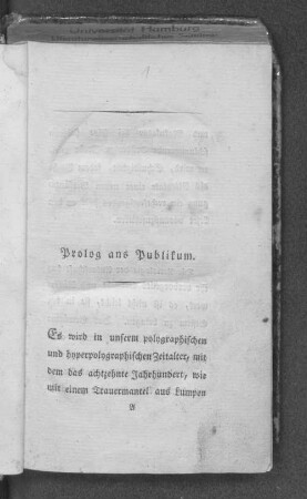 Prolog ans Publikum.