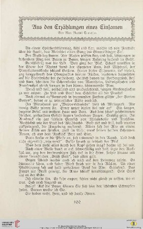 Aus den Erzählungen eines Einsamen