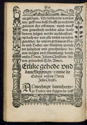 Etlike gebede und dancksegginge/ umme de Gebort unsers Heren Jesu Christi.